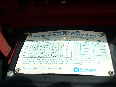 1967 Plymouth Satellite Maintenance Card